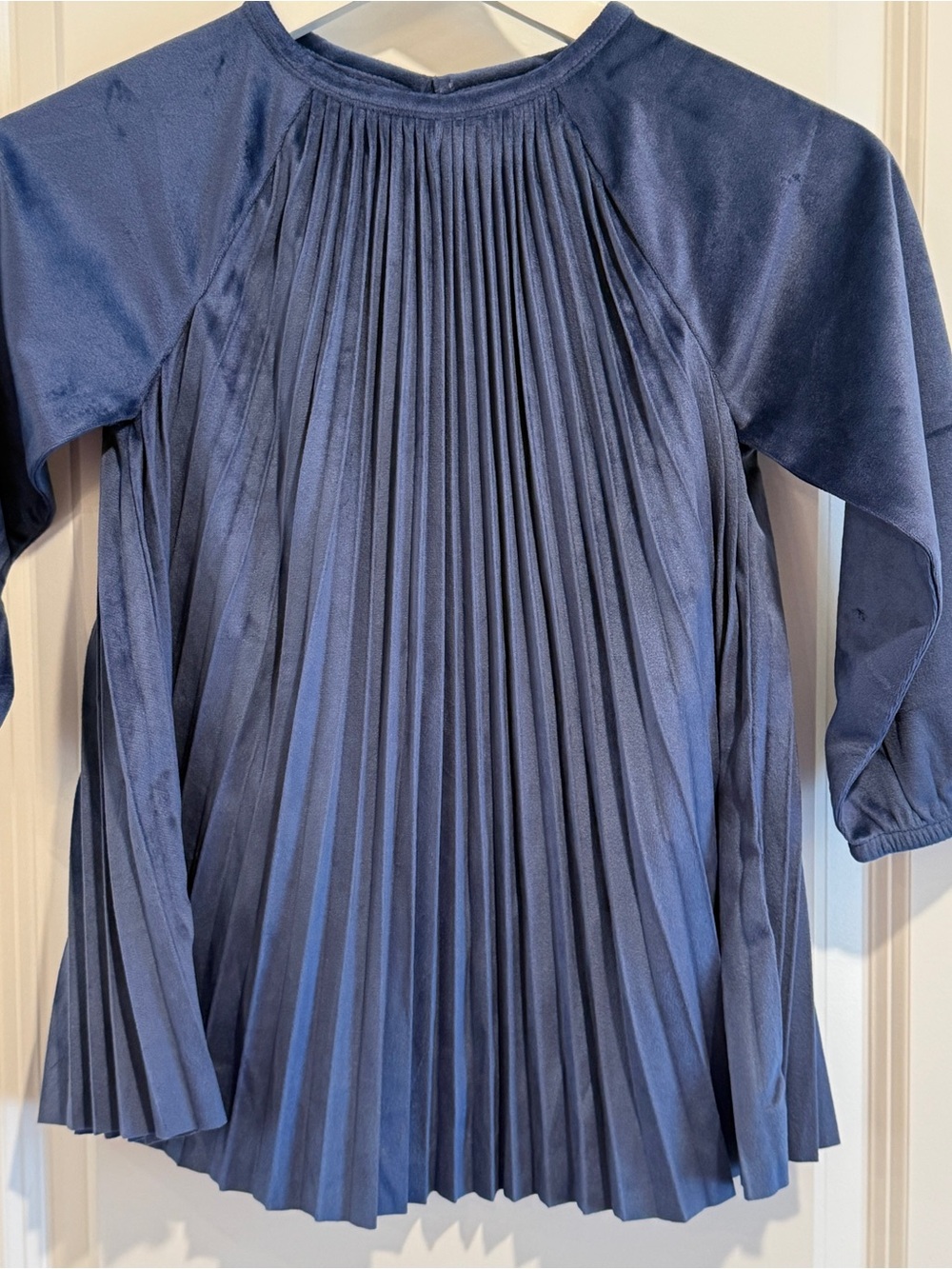 Hanna Andersson Navy Pleated Long-Sleeve Dress